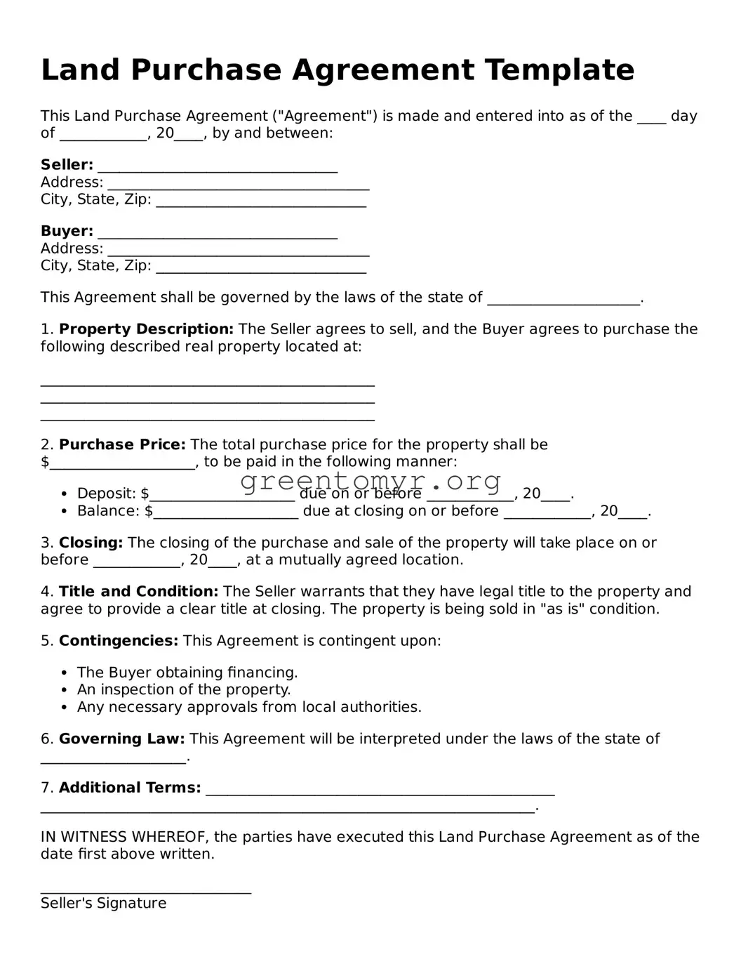 Valid Land Purchase Agreement Form