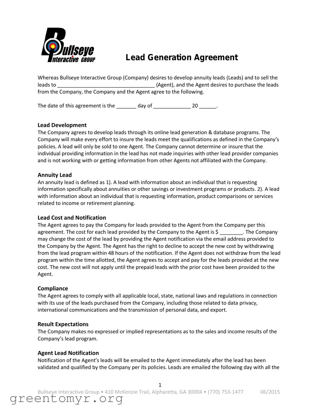 Fill in a Valid Lead Generation Agreement Template