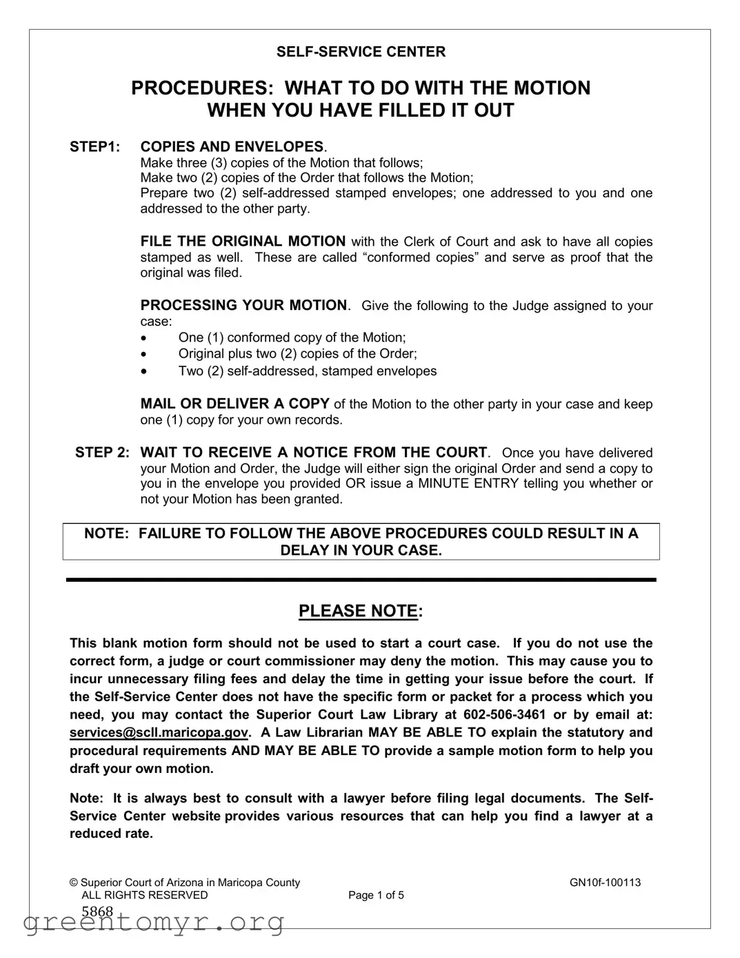 Fill in a Valid Motion Maricopa County Template
