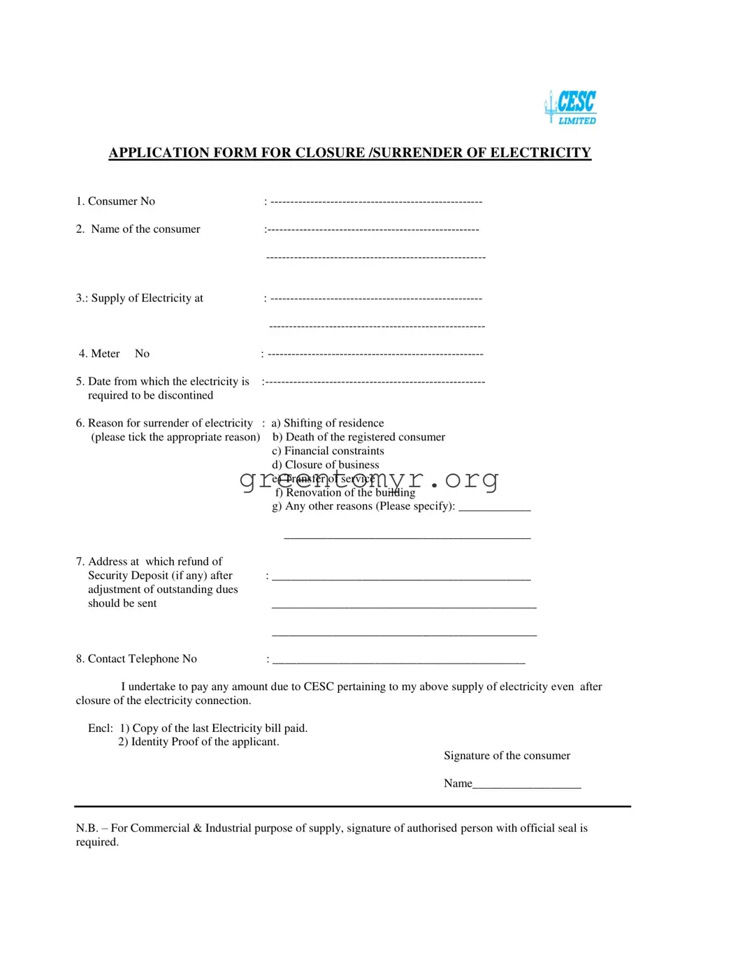 Fill in a Valid Letter For Disconnection Of Electricity Meter Template