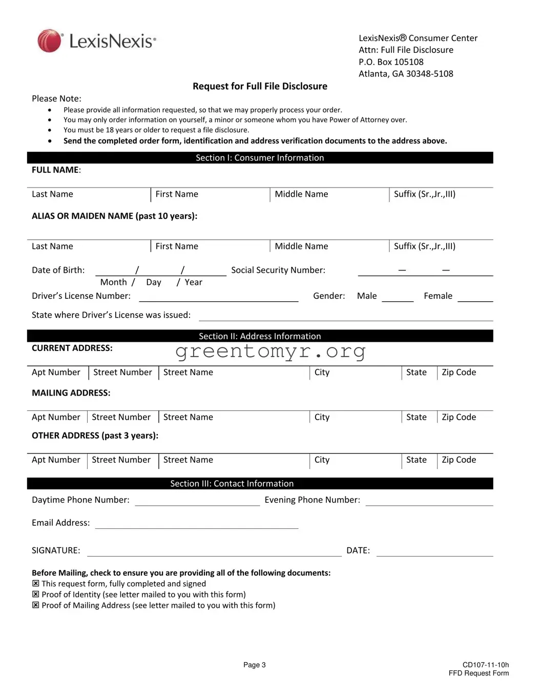 Fill in a Valid Lexisnexis File Template