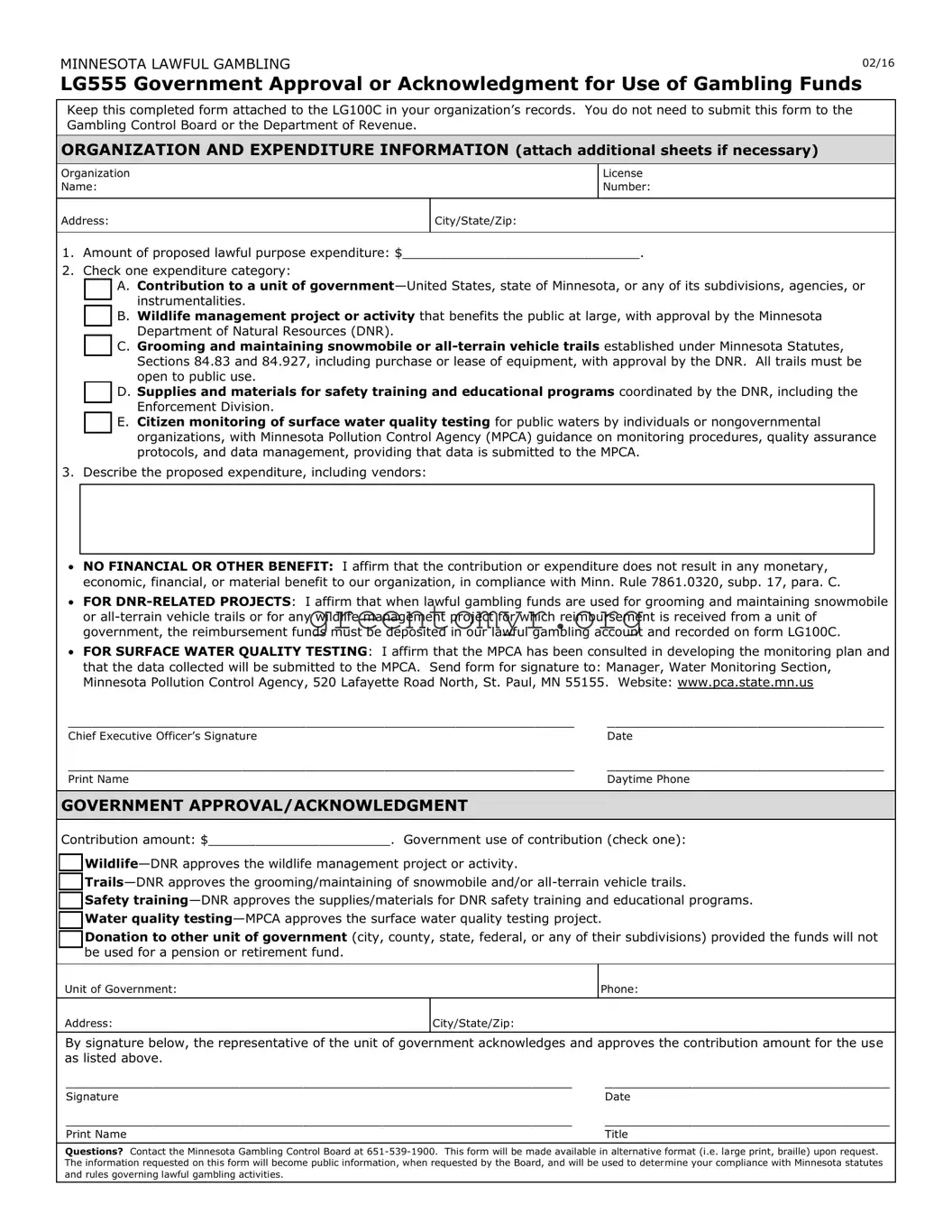 Fill in a Valid Lg555 Template