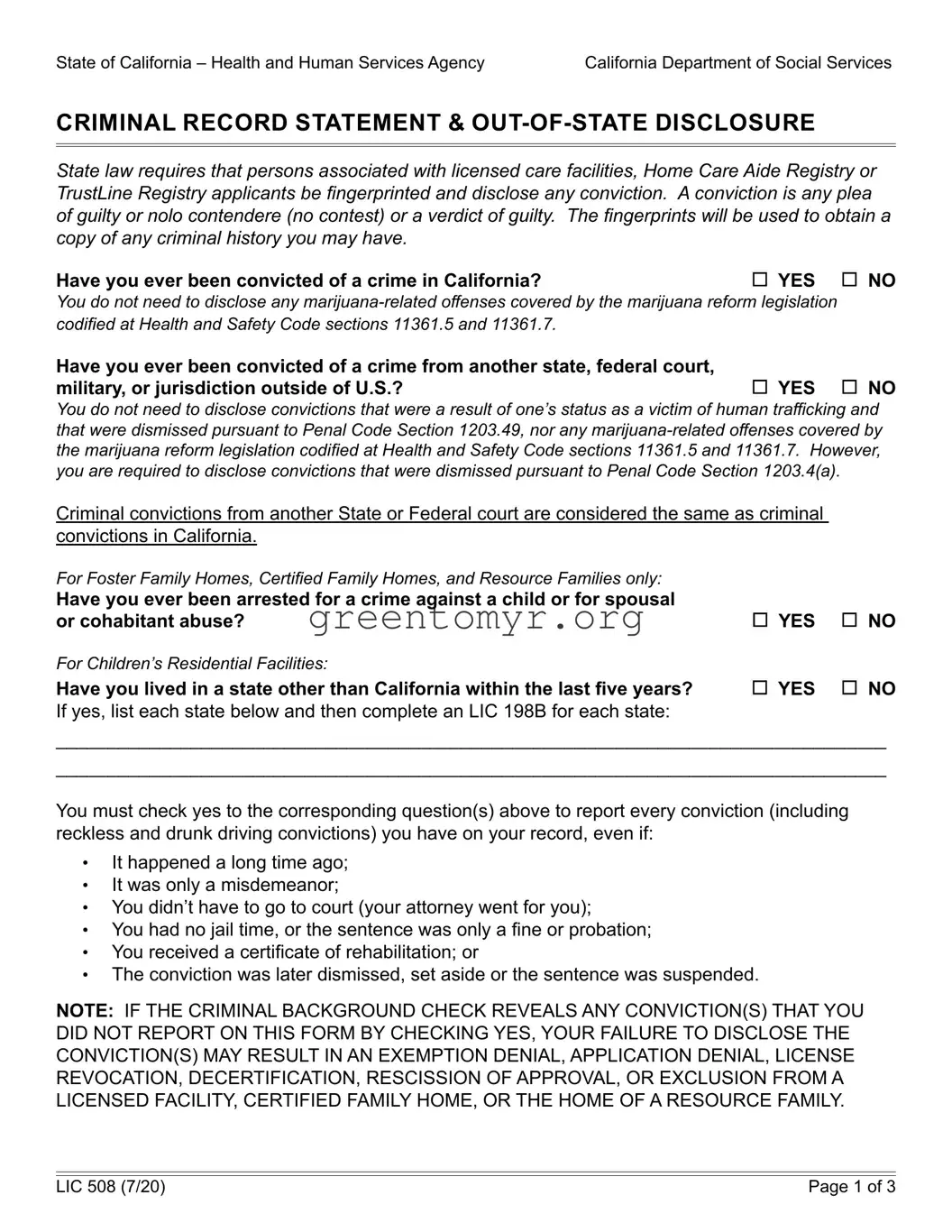 Fill in a Valid Lic 508 Template