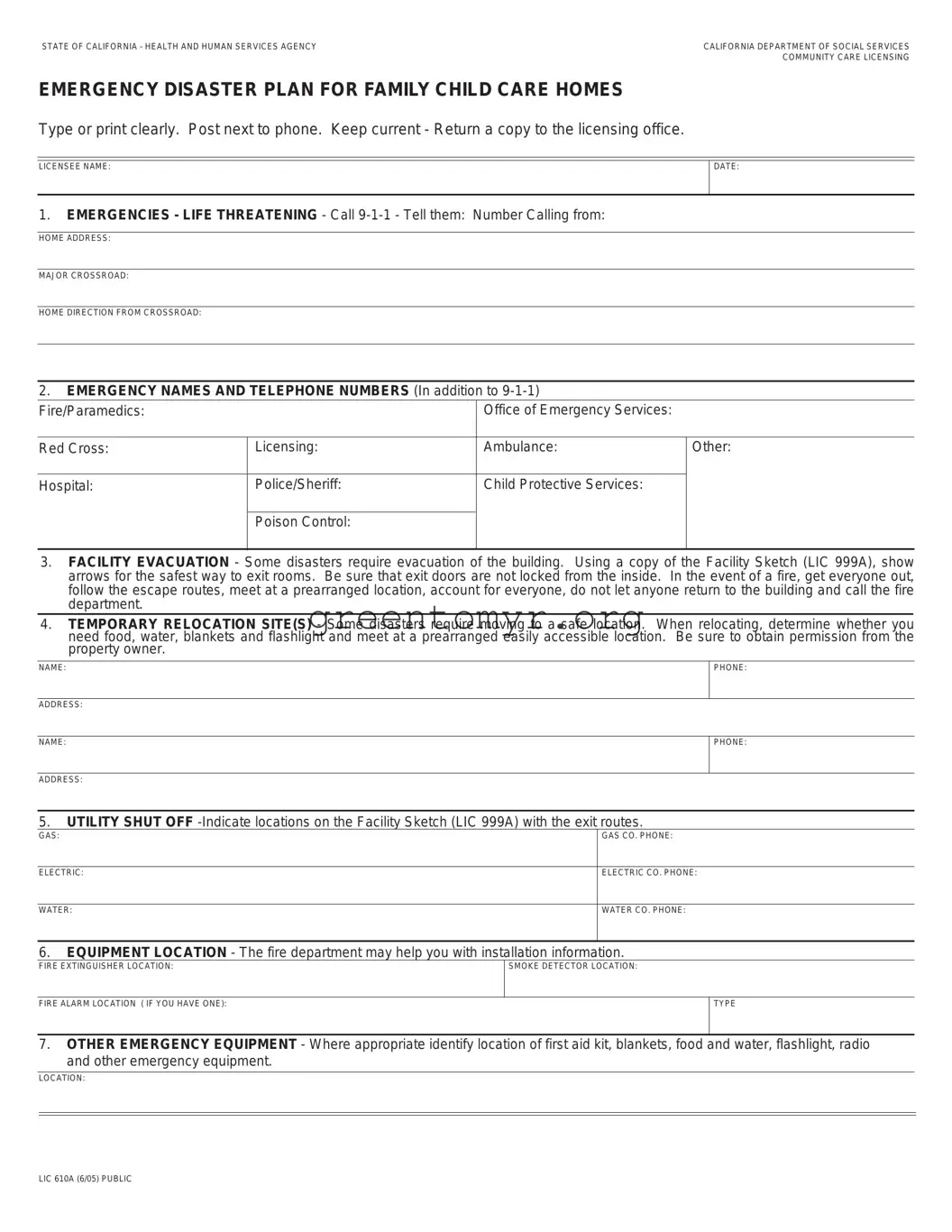Fill in a Valid Lic 610A Template