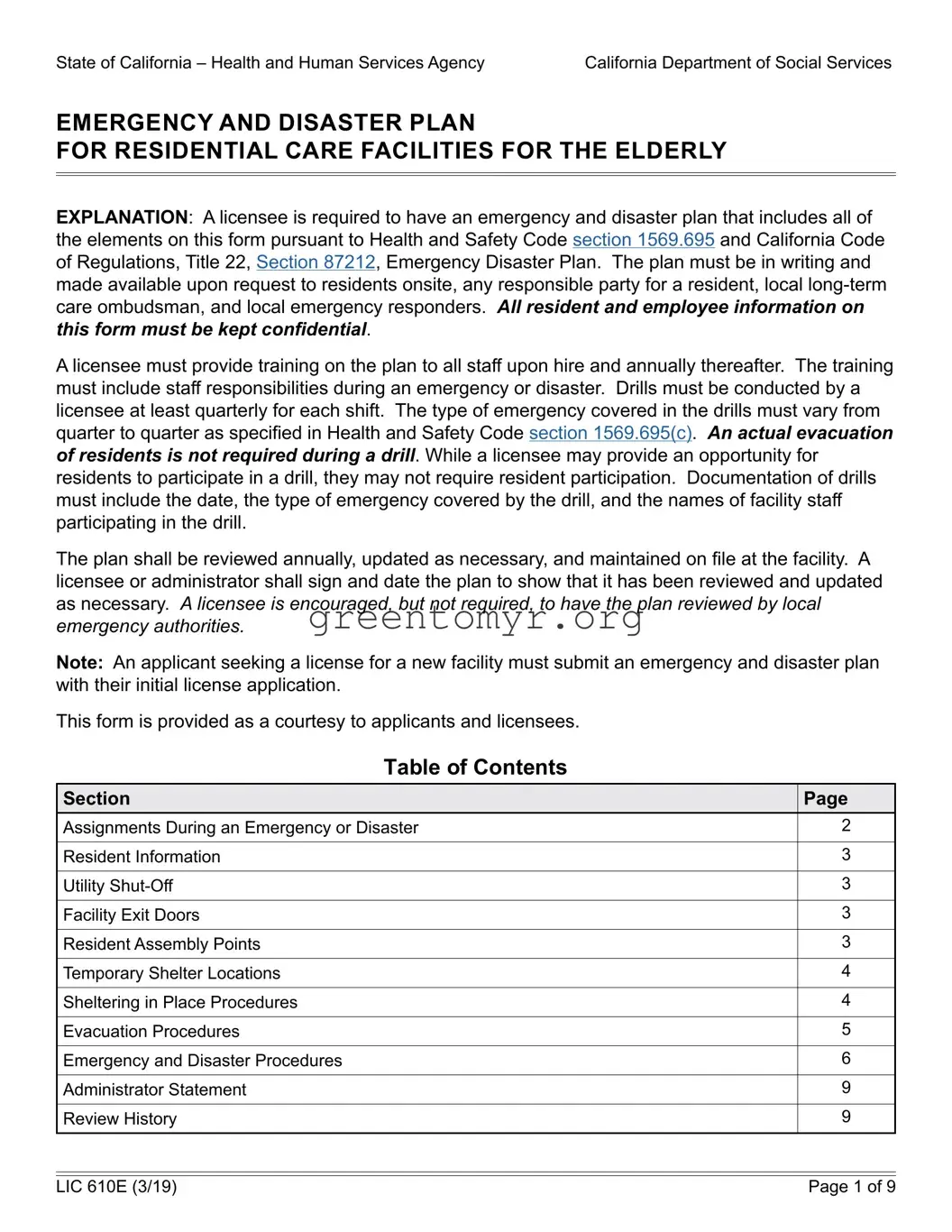 Fill in a Valid Lic 610E Template