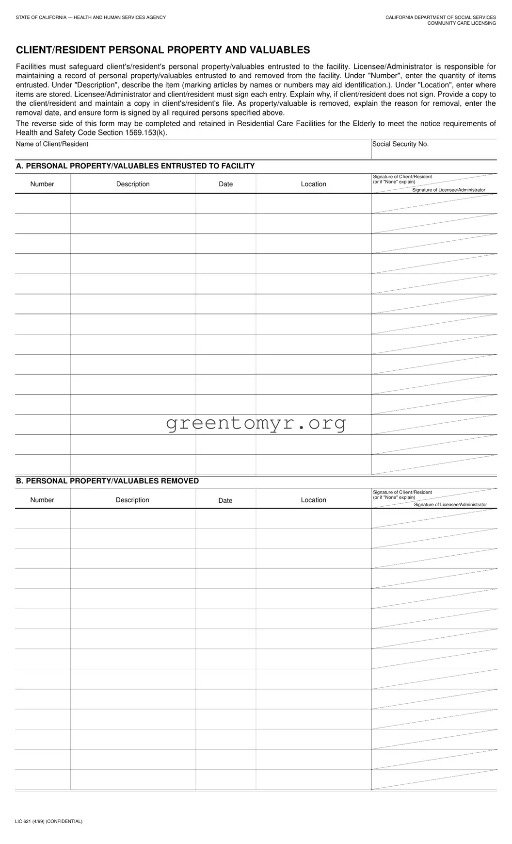Fill in a Valid Lic 621 Template