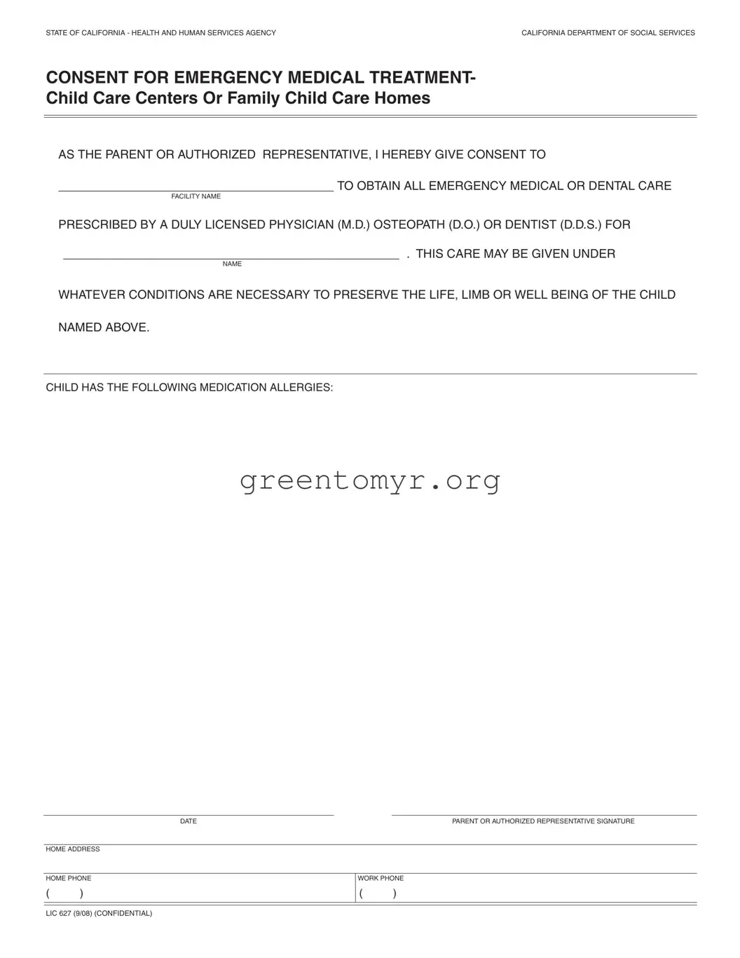 Fill in a Valid Lic 627 Template