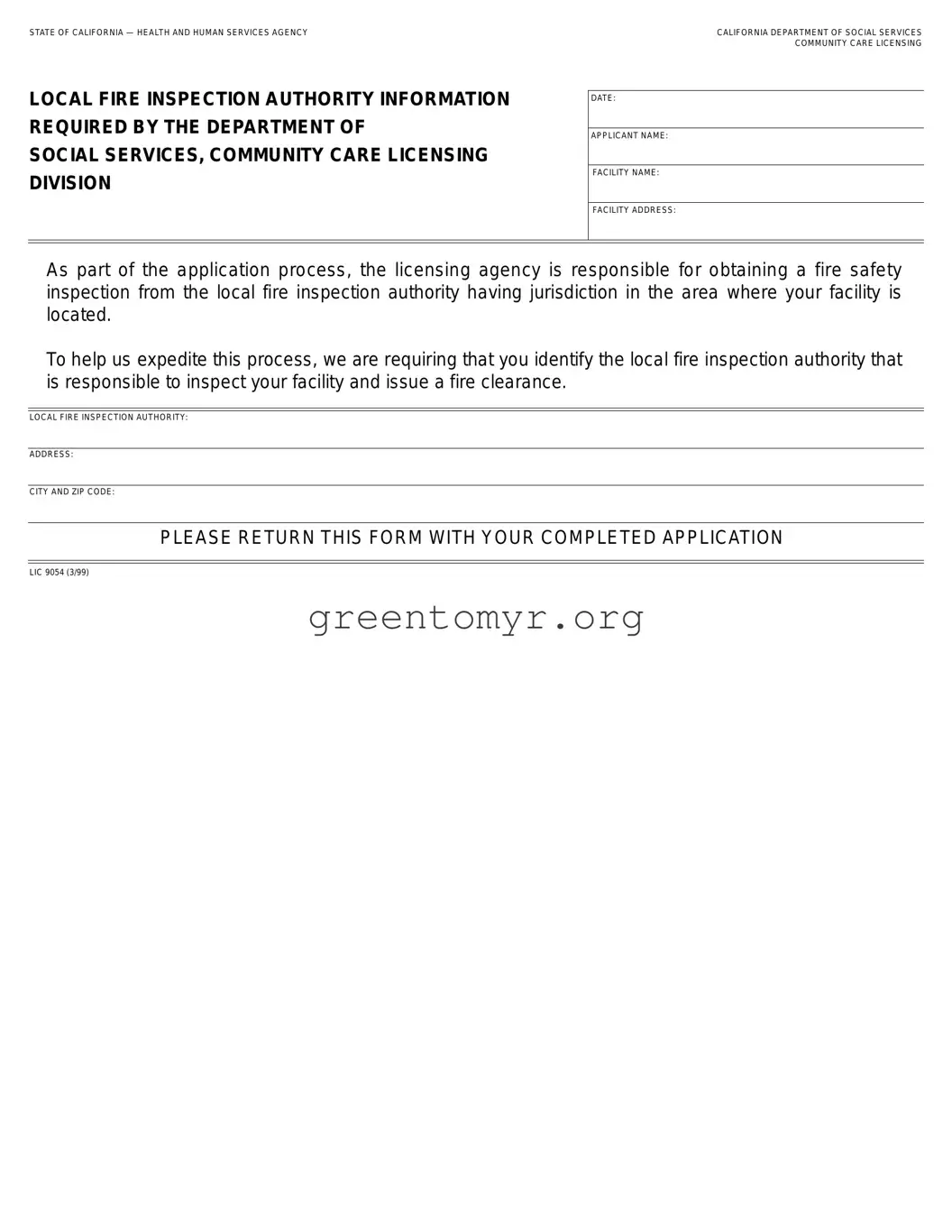 Fill in a Valid Lic 9054 Template