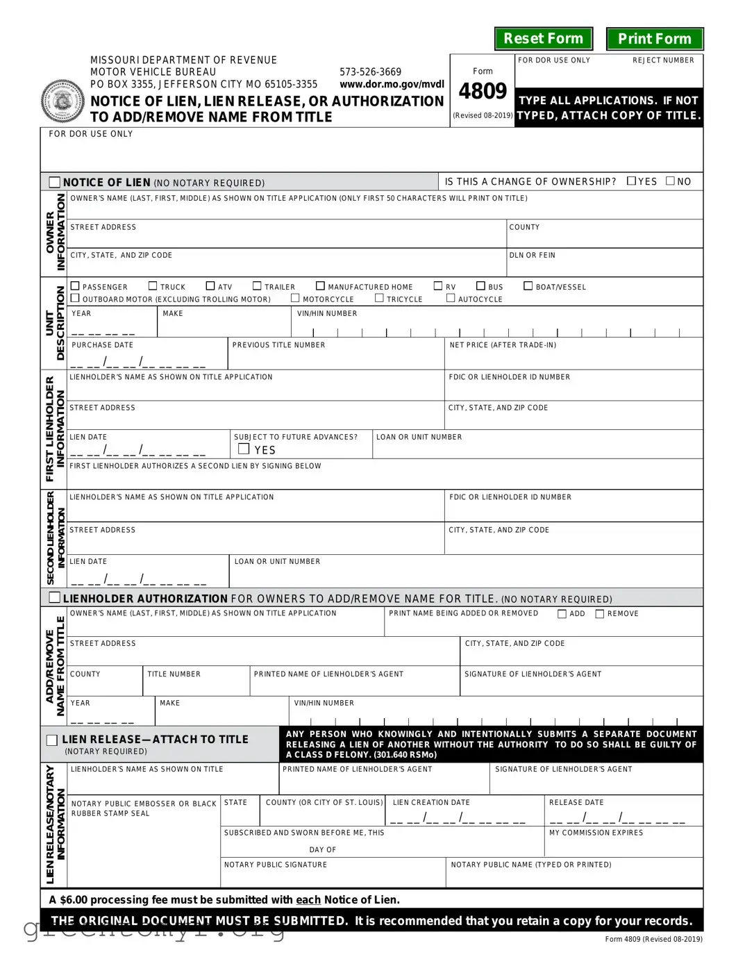 Fill in a Valid Missouri Lien Template