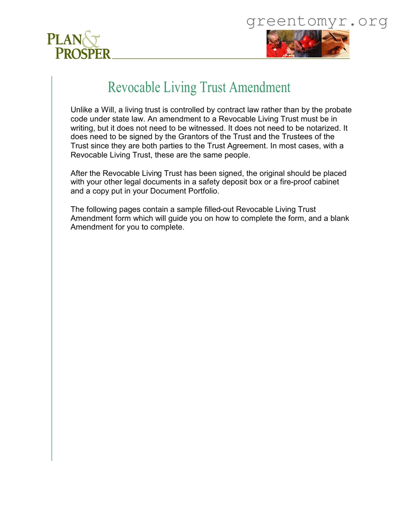 Fill in a Valid Trust Amendment Template