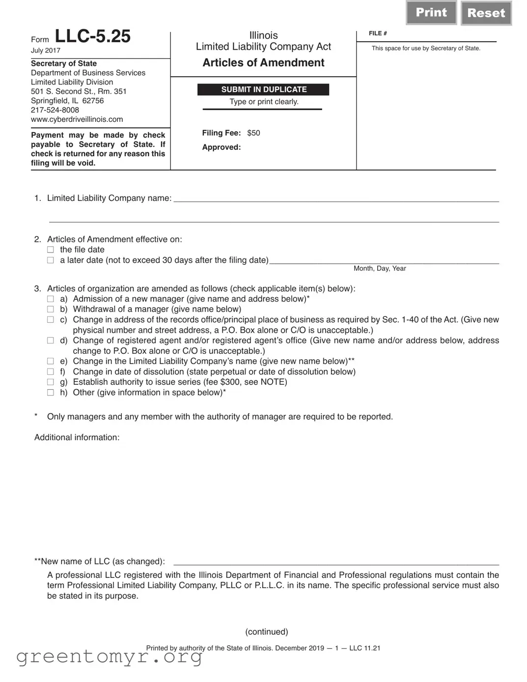 Fill in a Valid Llc 5 25 Template