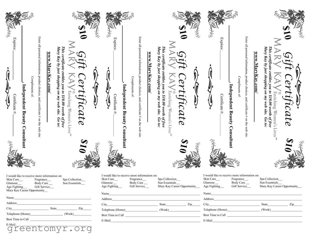 Fill in a Valid Mary Kay Gift Certificate Template