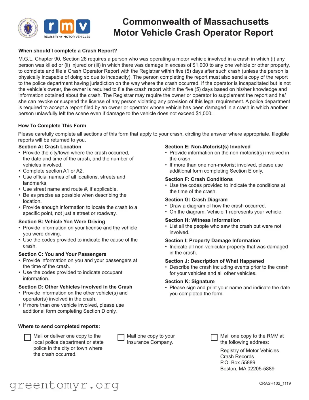 Fill in a Valid Ma Vehicle Accident Report Template