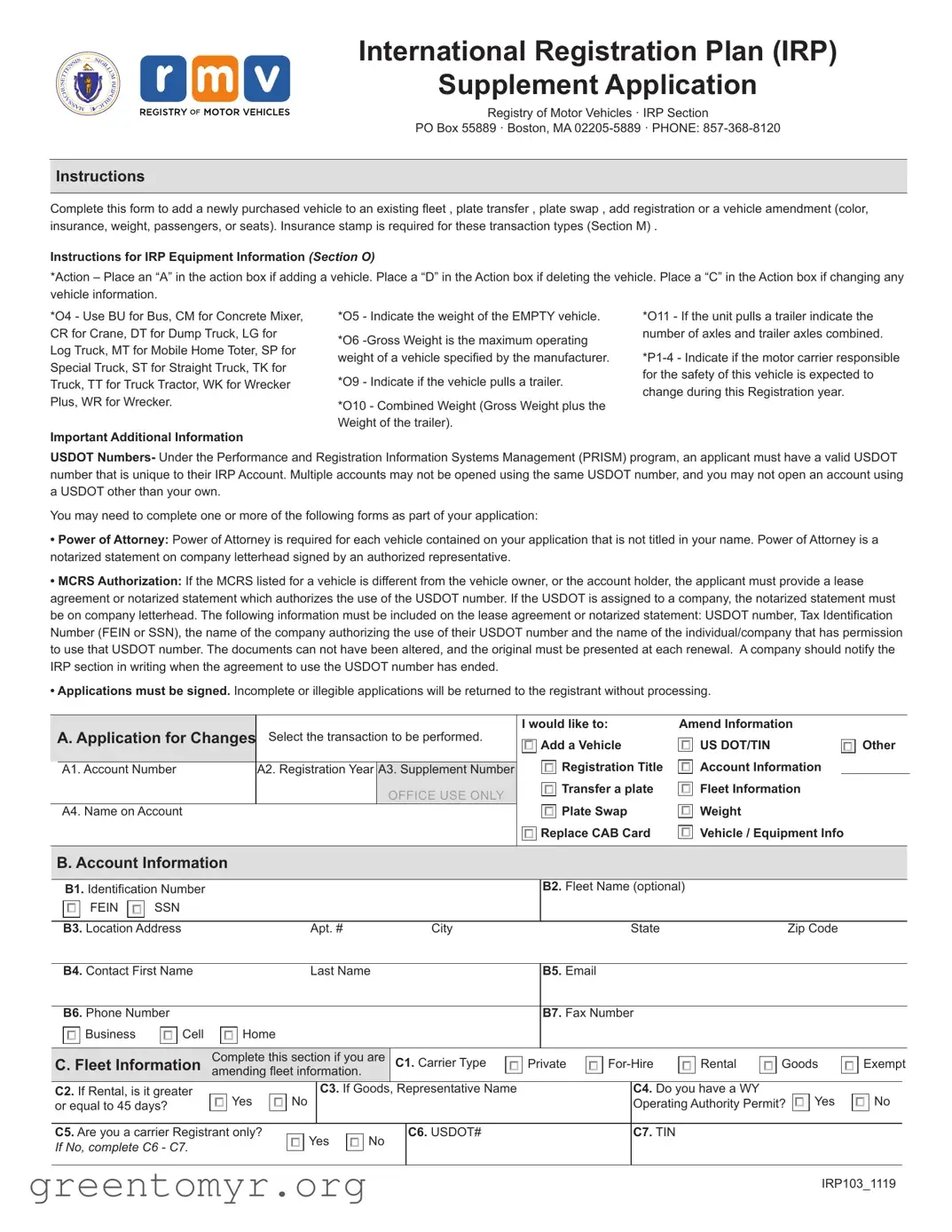 Fill in a Valid Ma Irp Application Template
