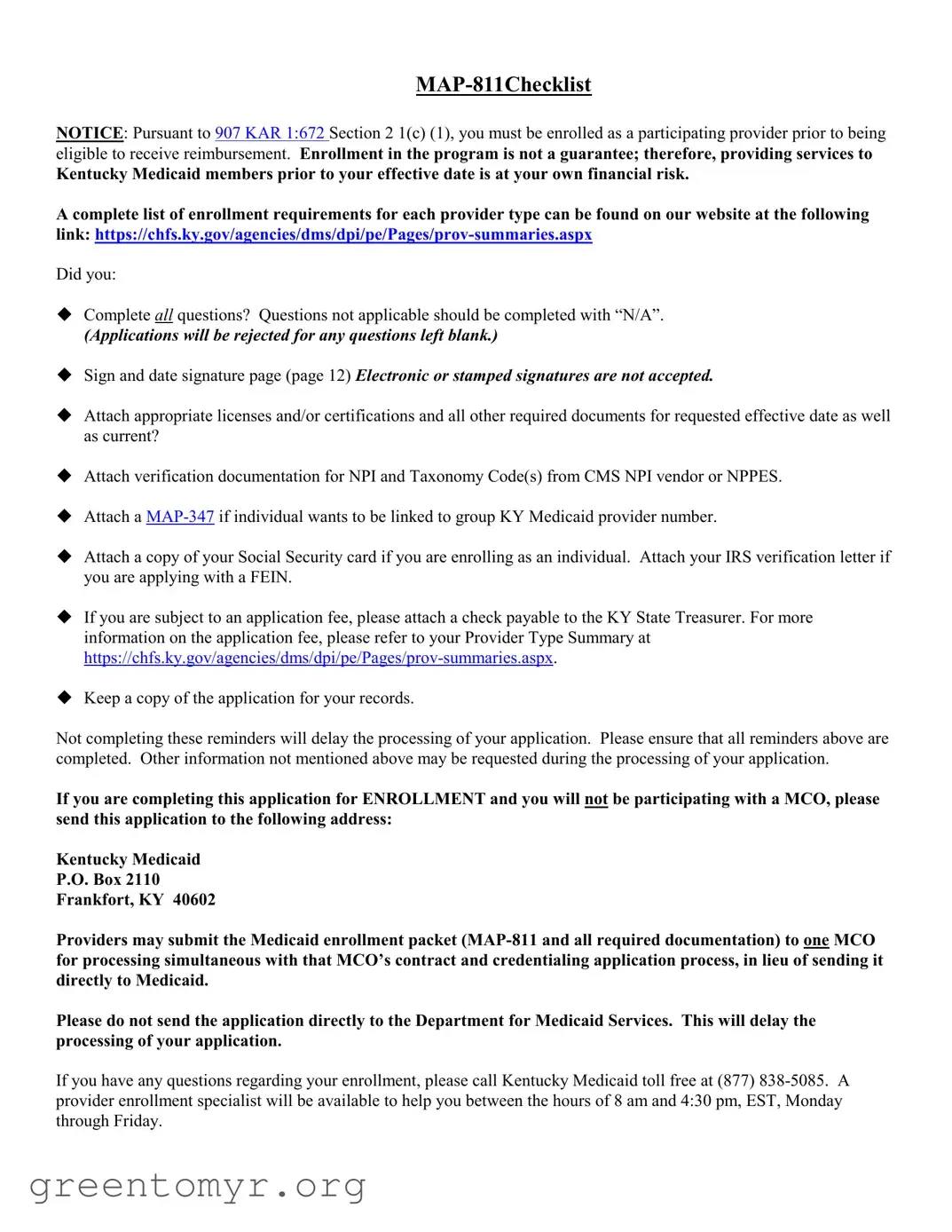 Fill in a Valid Map 811 Template