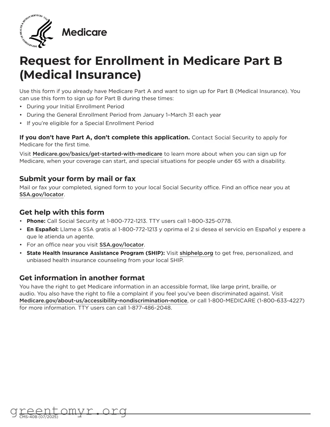 Fill in a Valid CMS-40B Template
