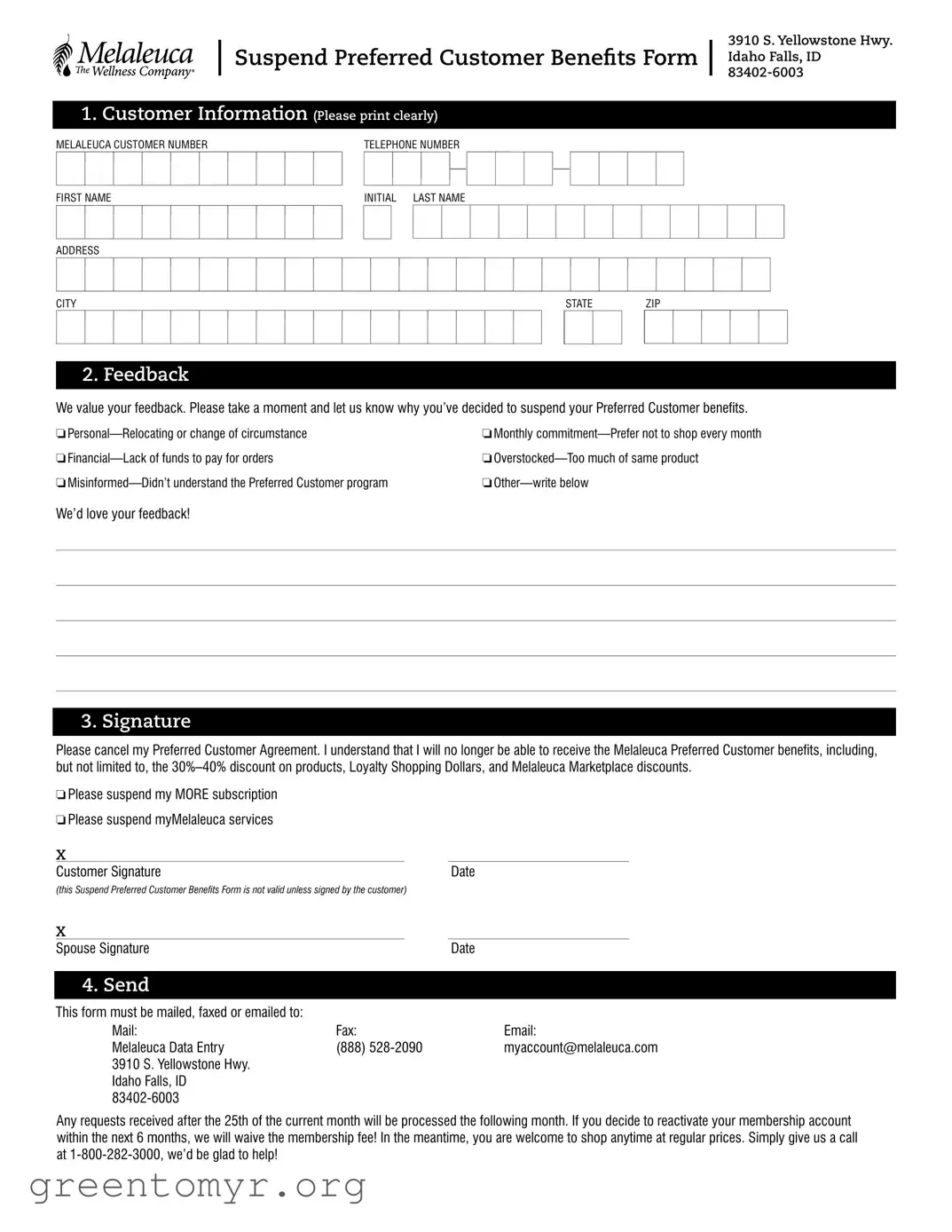 Fill in a Valid Melaleuca Cancellation Template