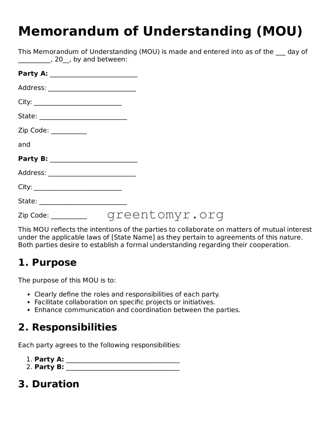 Valid Memorandum of Understanding Form