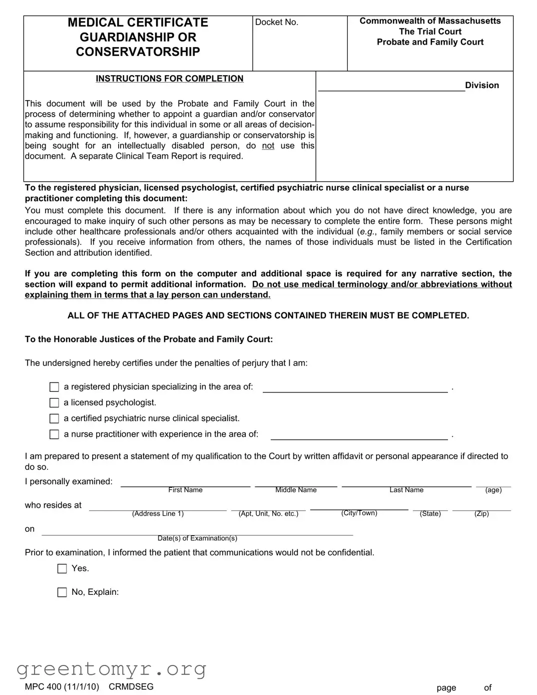 Fill in a Valid Ma Medical Certificate Template