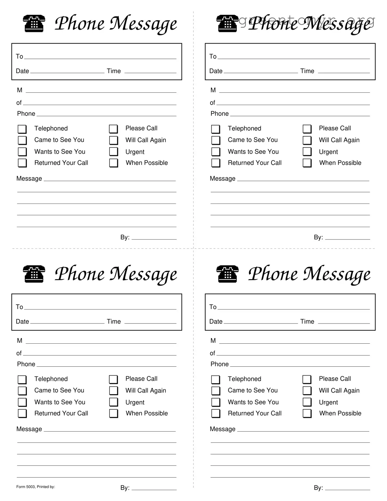Fill in a Valid Phone Message Slips Template