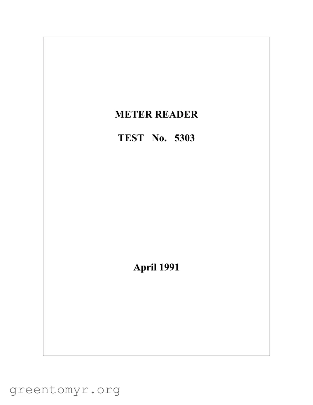 Fill in a Valid Meter Reader Practice Test Template