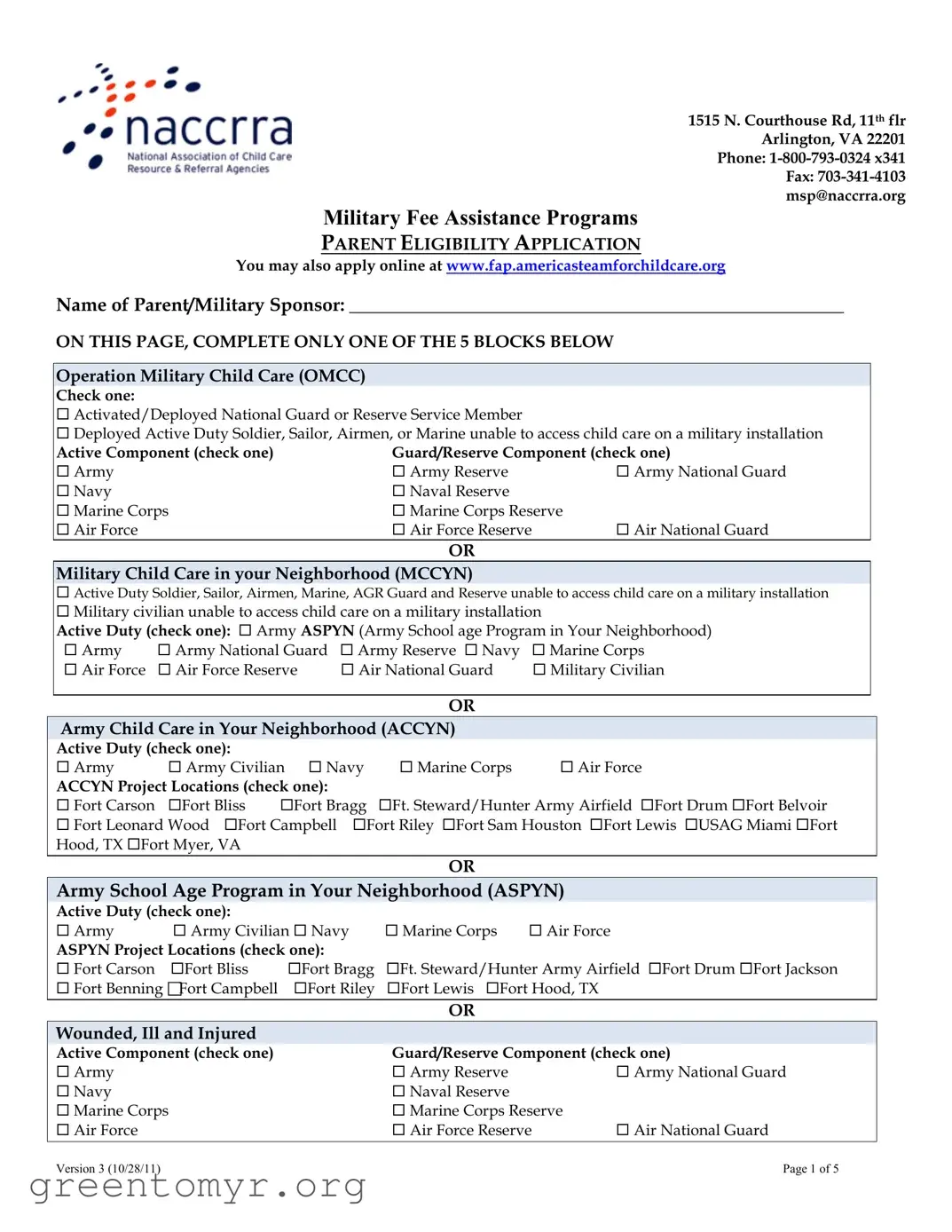 Fill in a Valid Naccrra Application Template