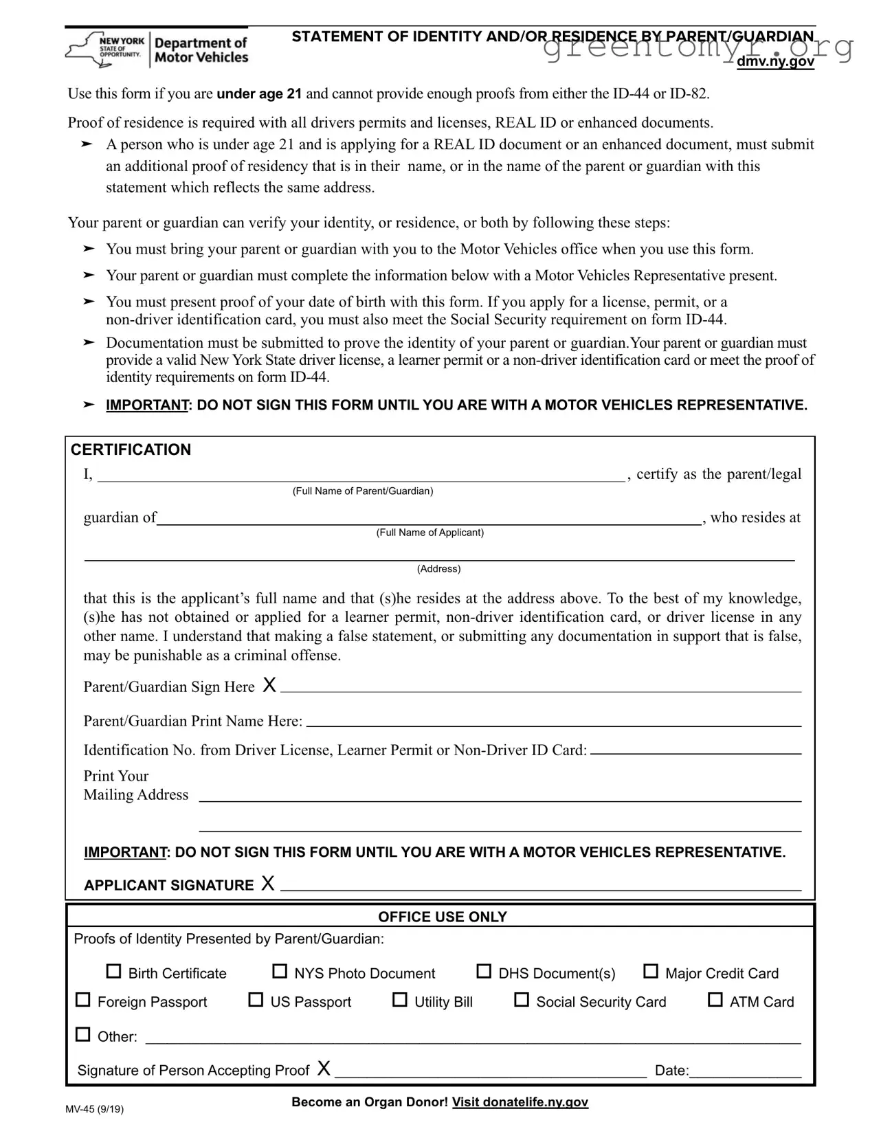 Fill in a Valid New York Dmv Template