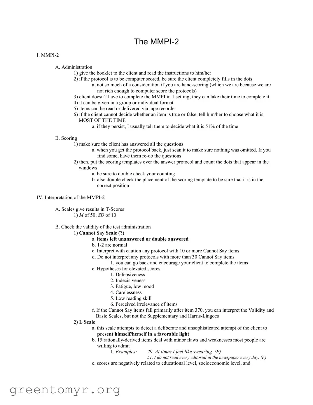 Fill in a Valid Mmpi 2 Score Interpretation Template