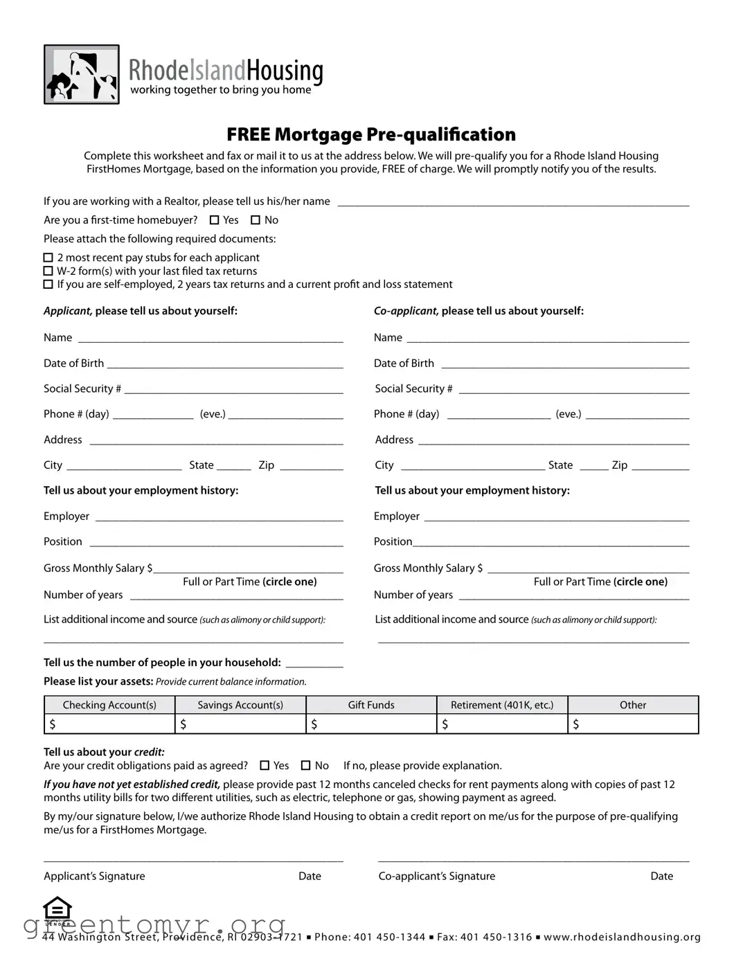 Fill in a Valid Mortgage Prequalification Worksheet Template