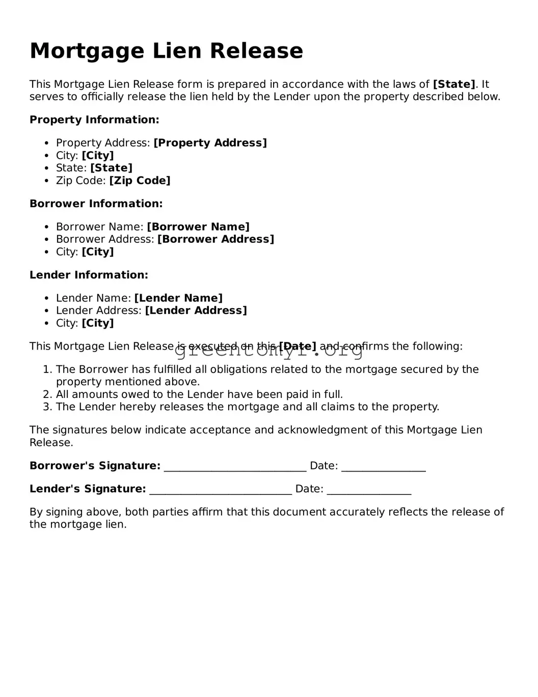 Valid Mortgage Lien Release Form