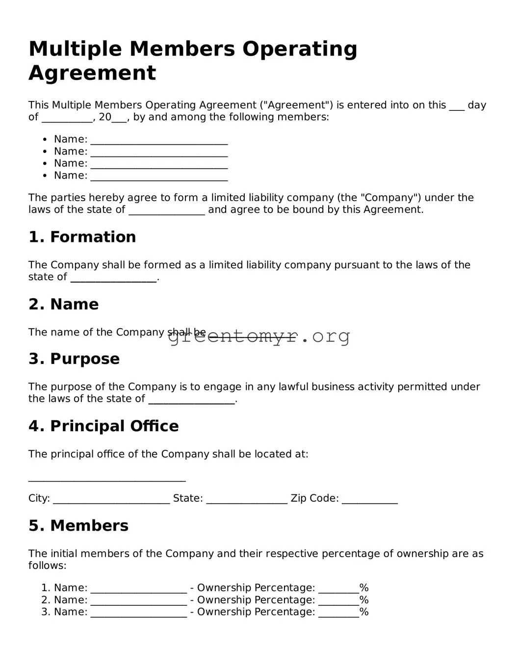 Valid Multiple Members Operating Agreement Form