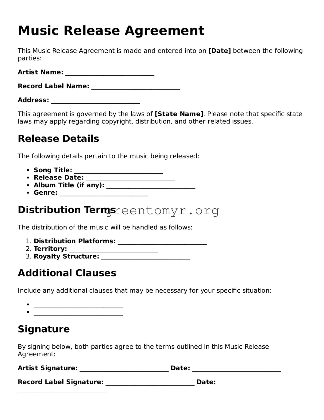 Valid Music Release Form