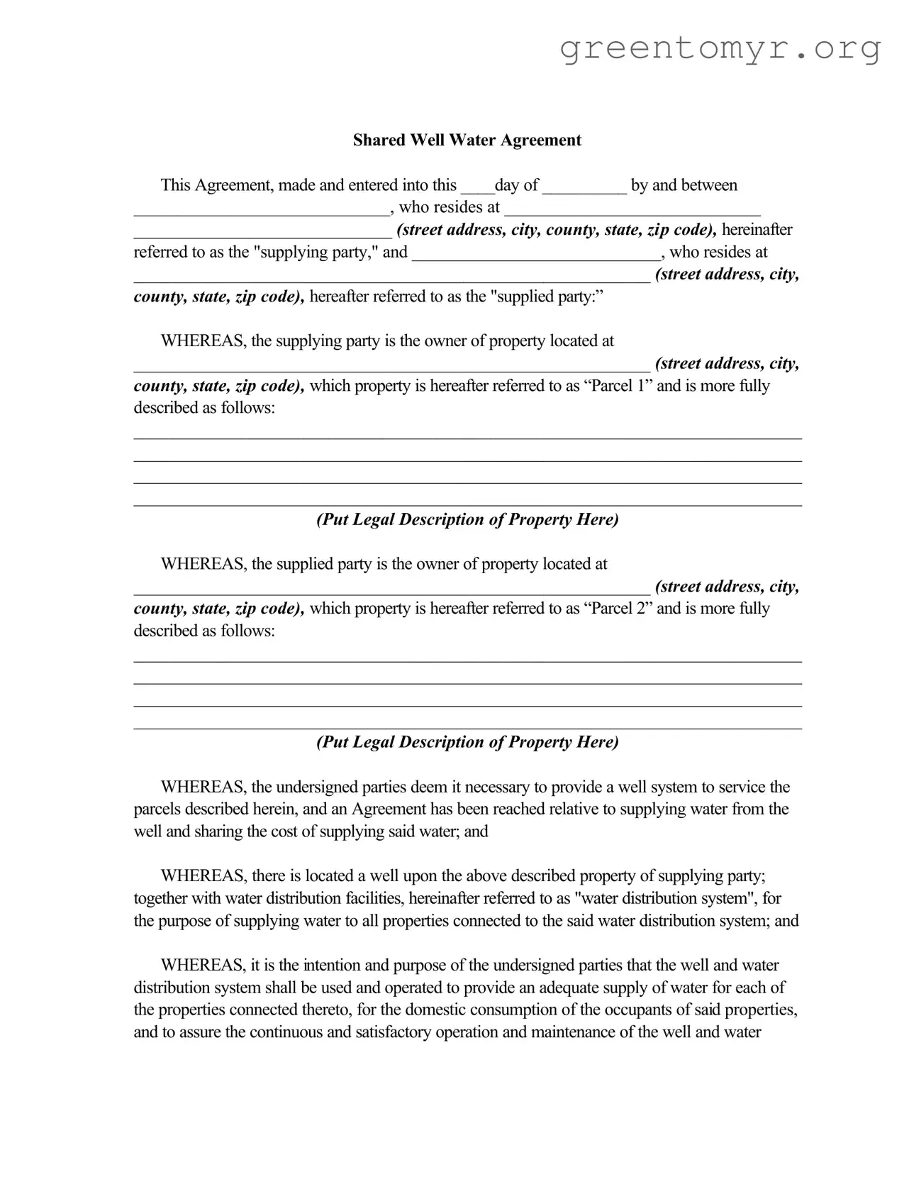 Fill in a Valid Shared Well Agreement Template