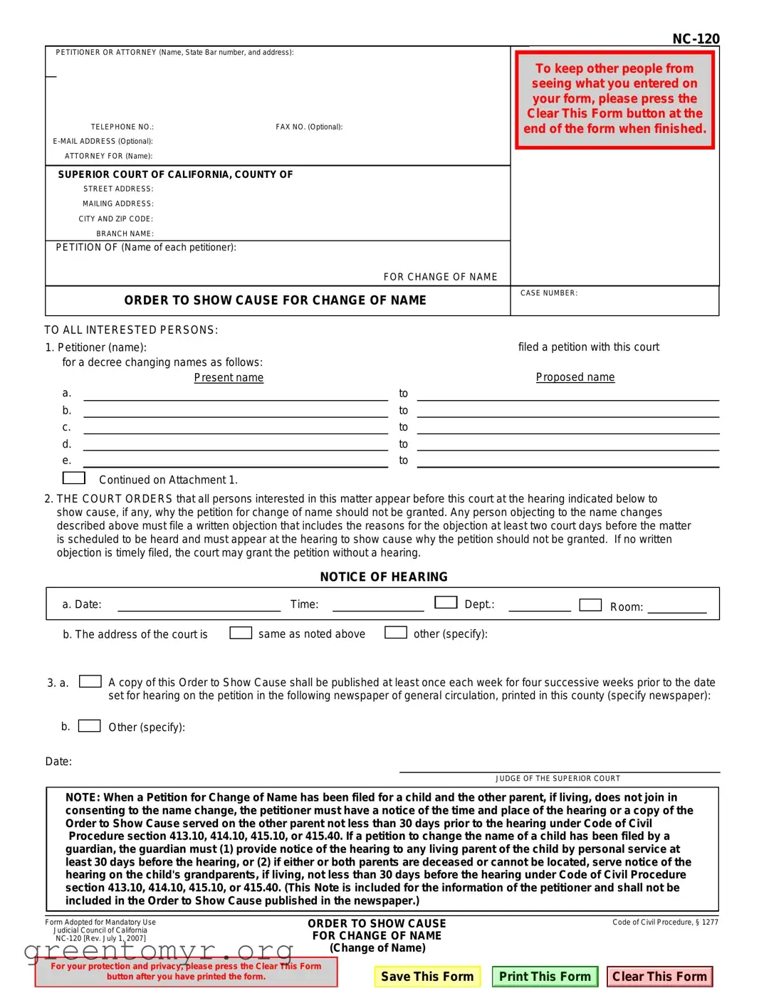Fill in a Valid Nc 120 Template