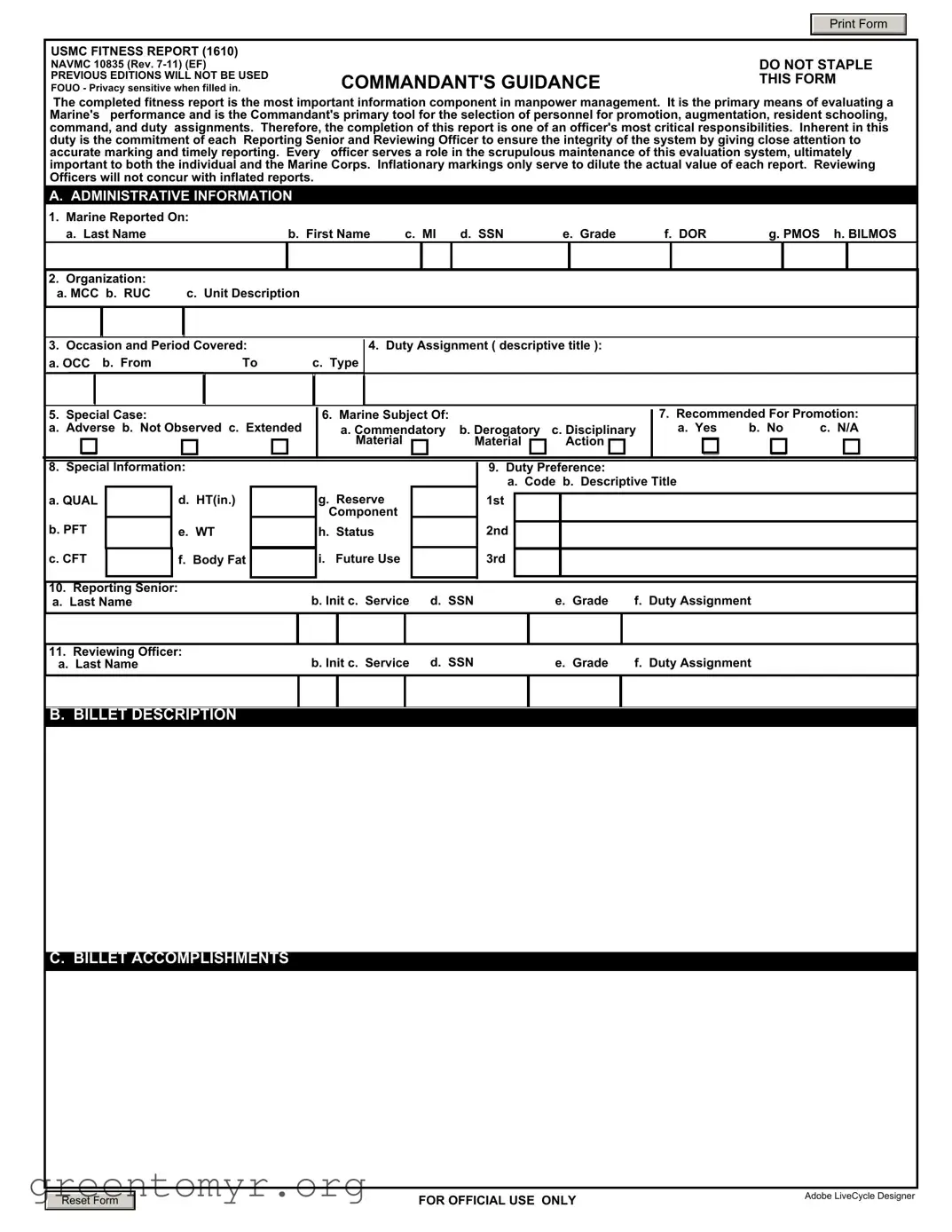 Fill in a Valid Navmc 10835 Template