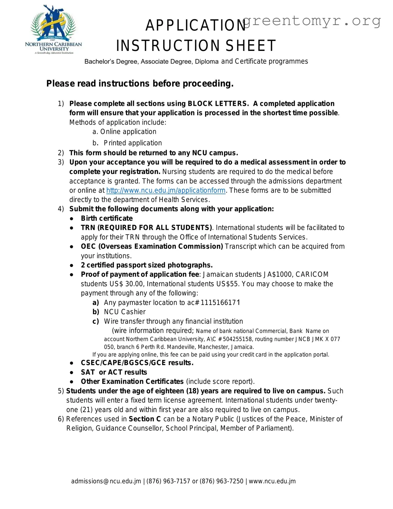 Fill in a Valid Ncu Application Template