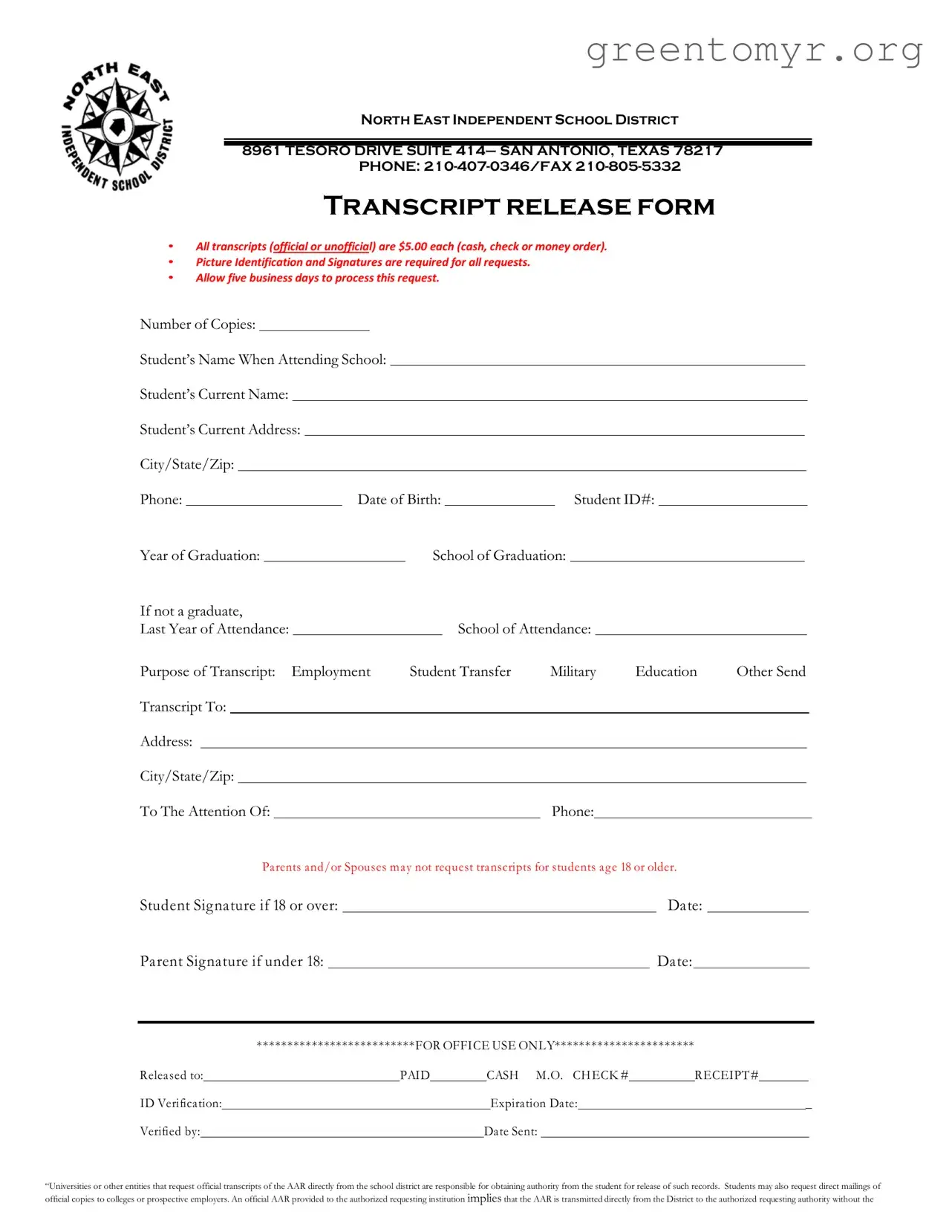 Fill in a Valid Neisd Transcript Template