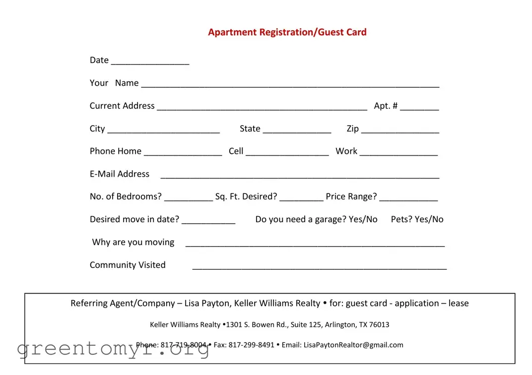 Fill in a Valid Apartment Card Template