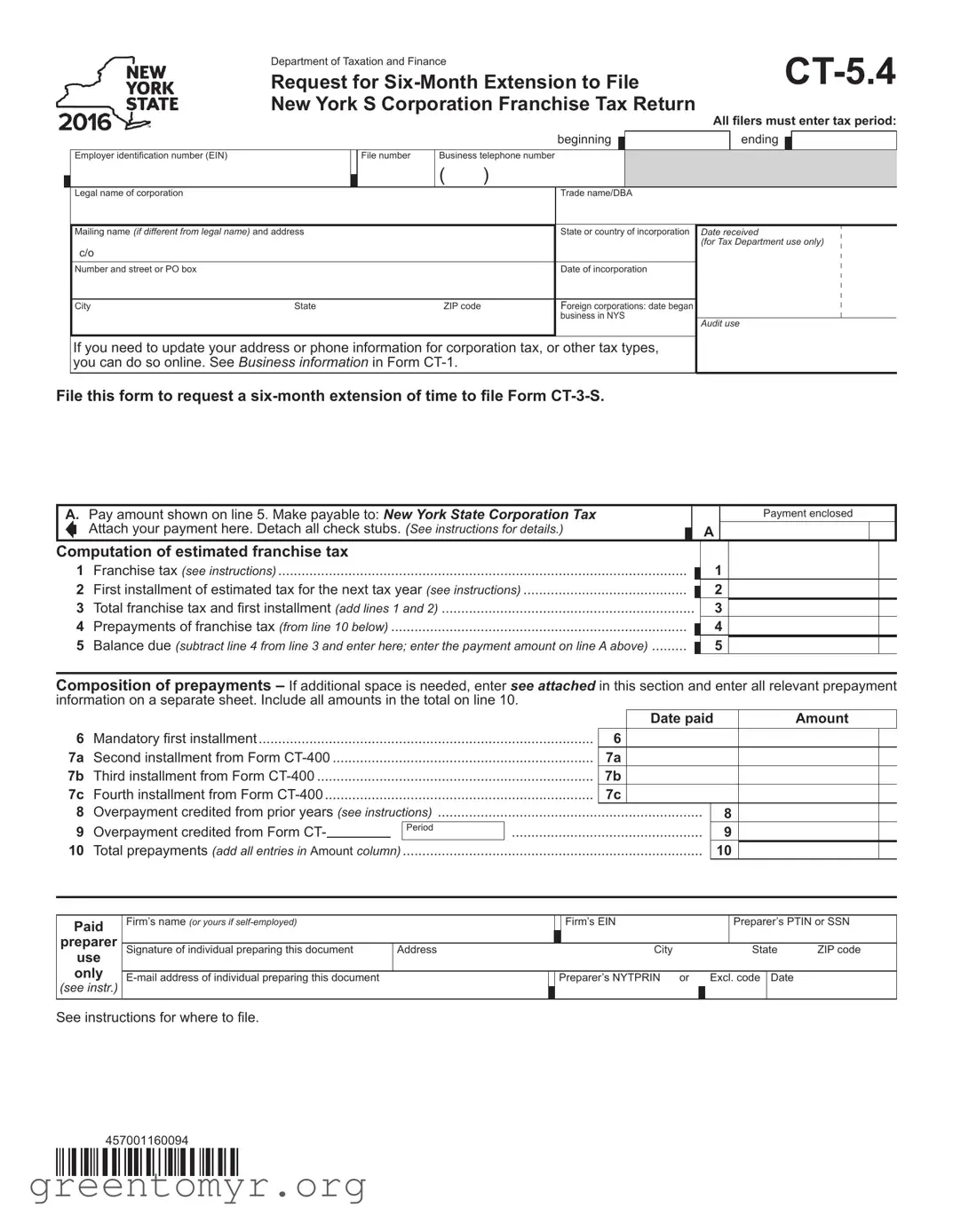 Fill in a Valid Ct 5 4 Template
