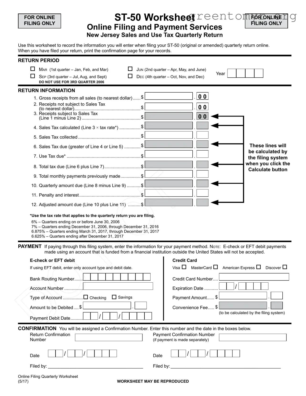 Fill in a Valid Nj Sales Tax St 50 Template