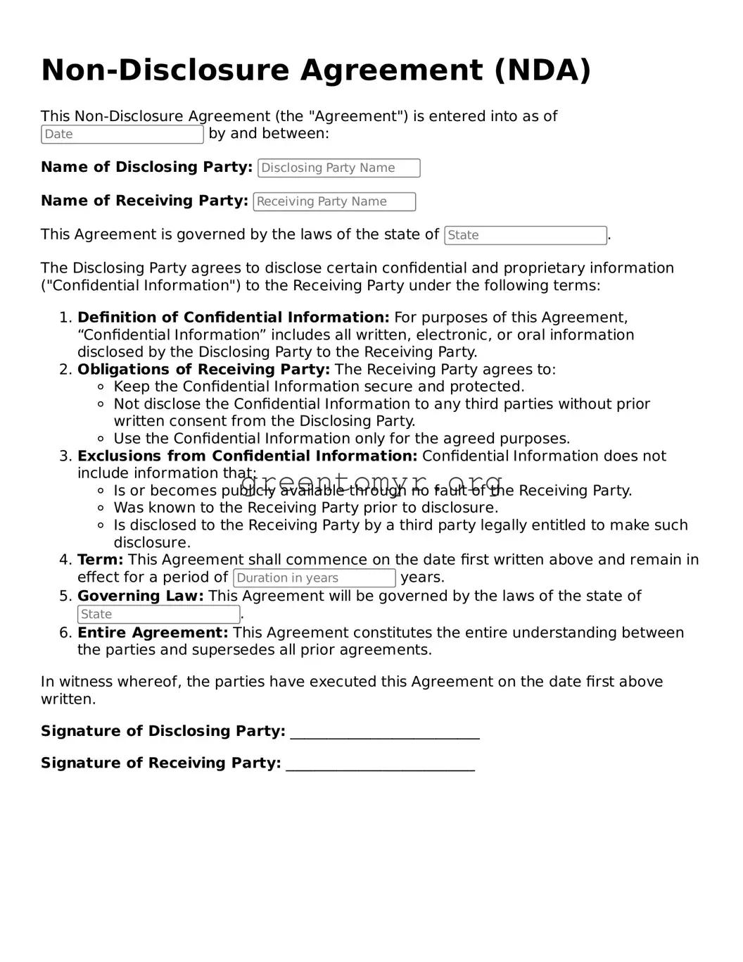 Valid Non-disclosure Agreement Form