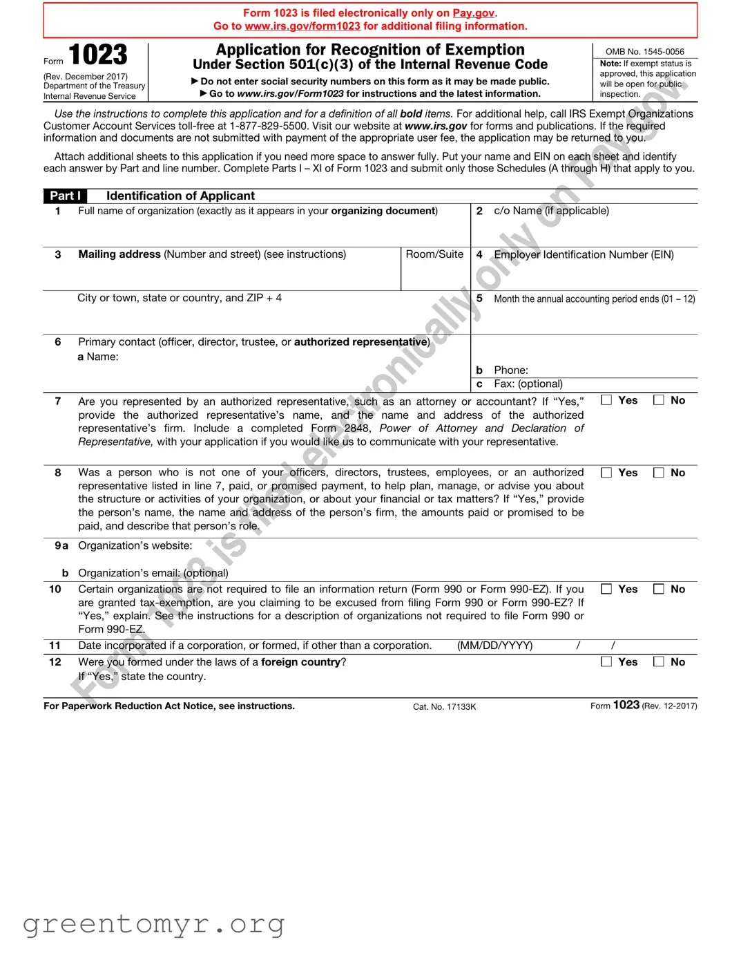 Fill in a Valid IRS 1023 Template