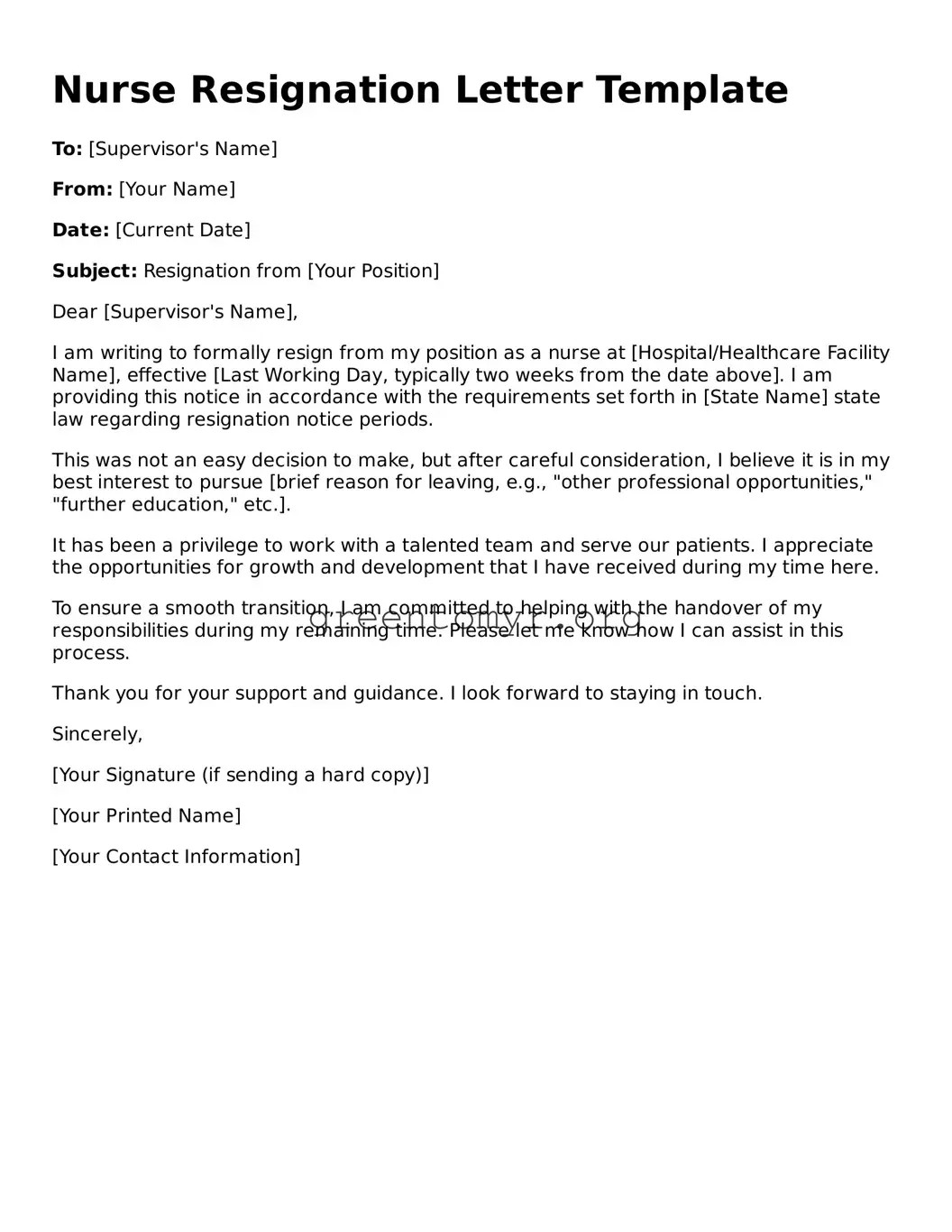 Valid Nurse Resignation Letter Form