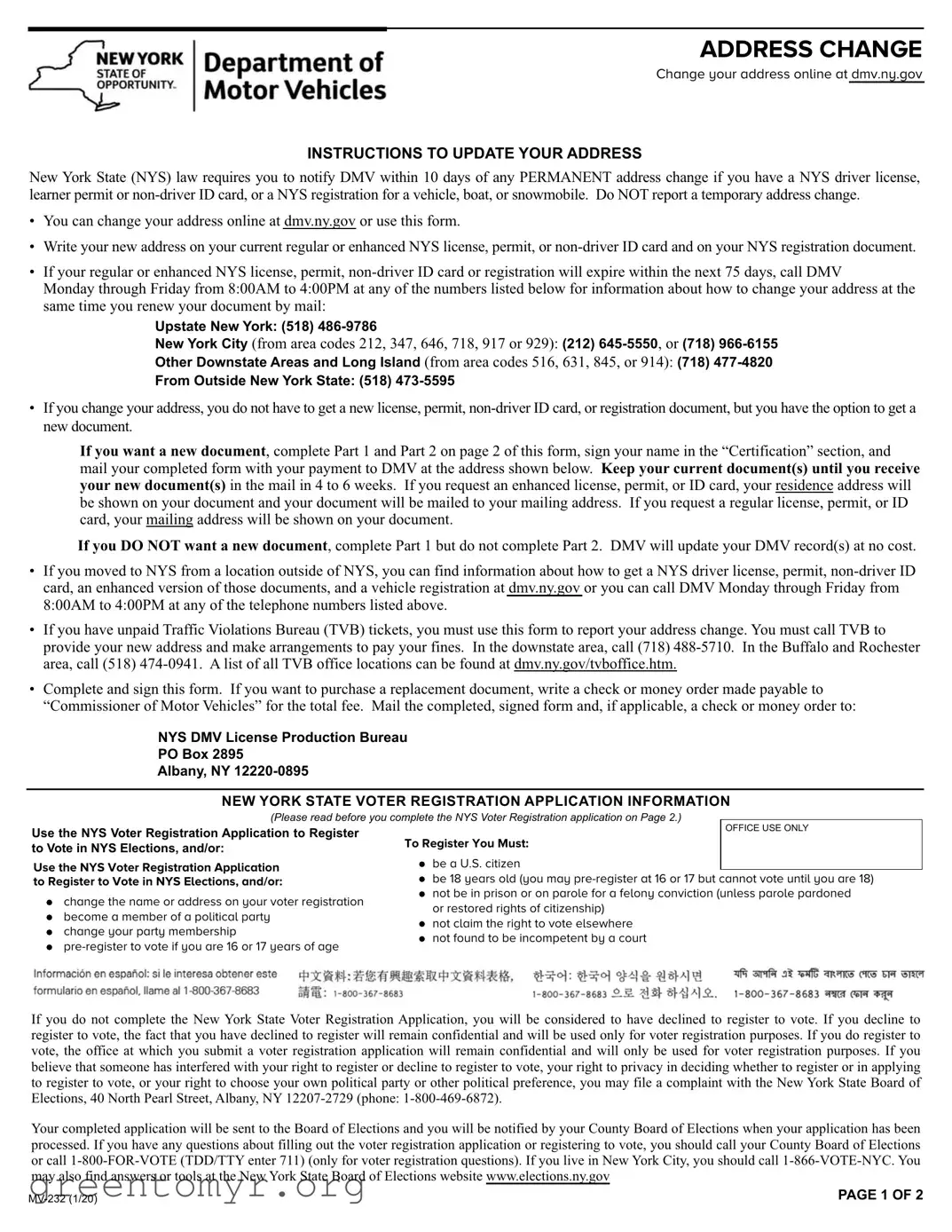 Fill in a Valid Mv 232 Template