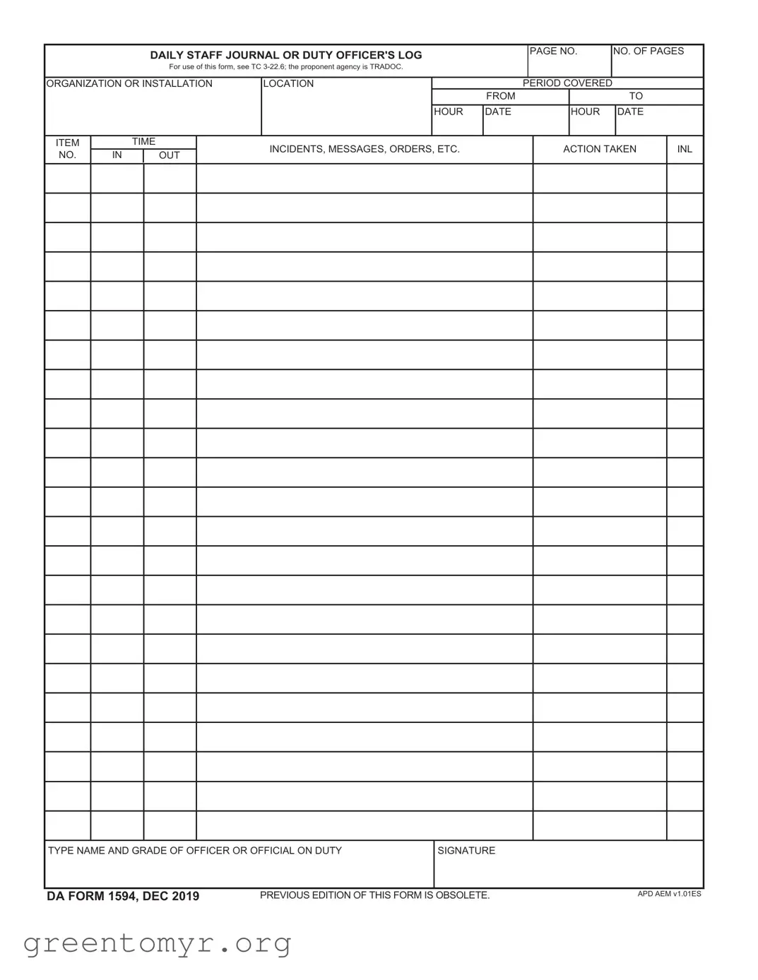 Fill in a Valid Da 1594 Template