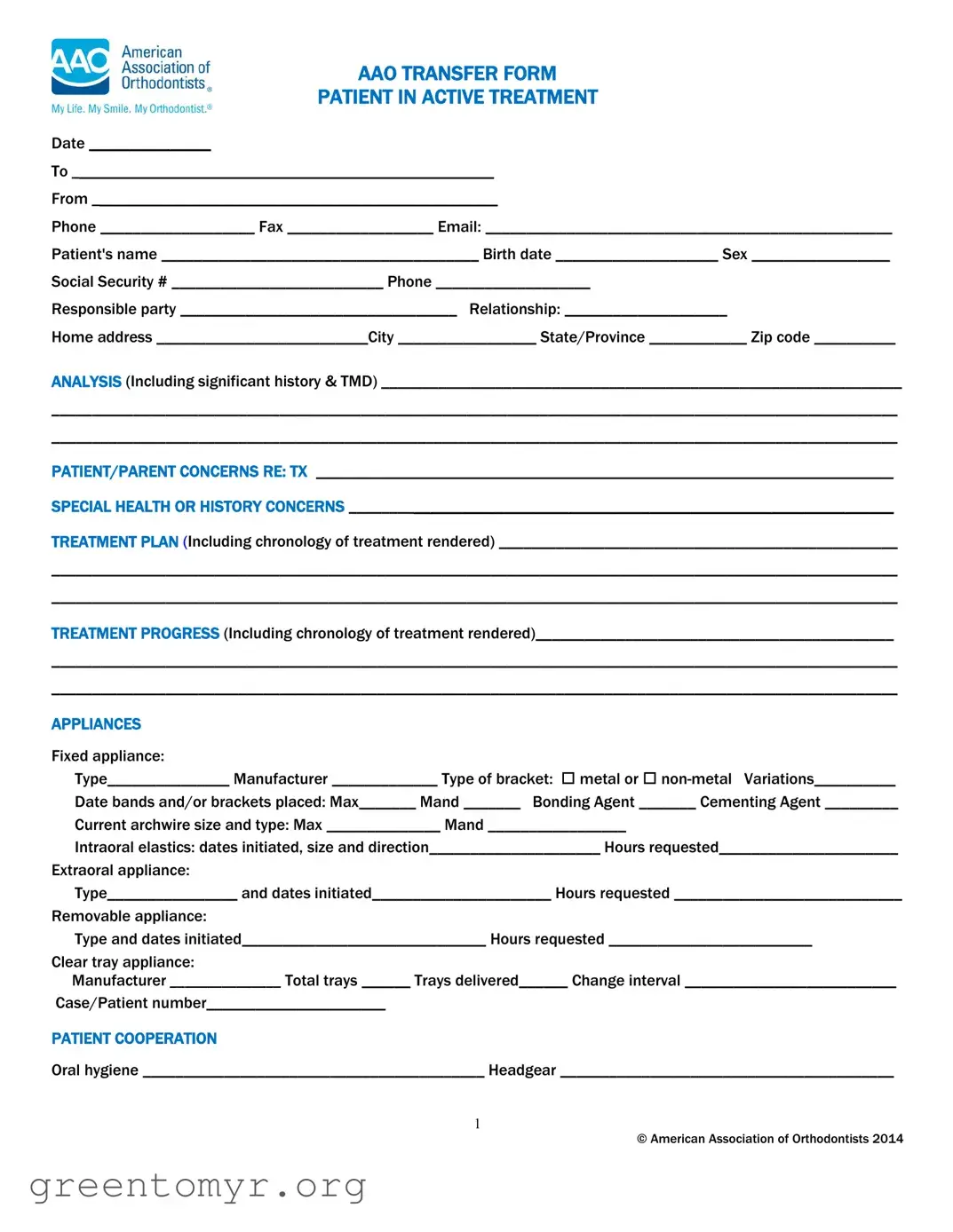 Fill in a Valid Aao Transfer Template