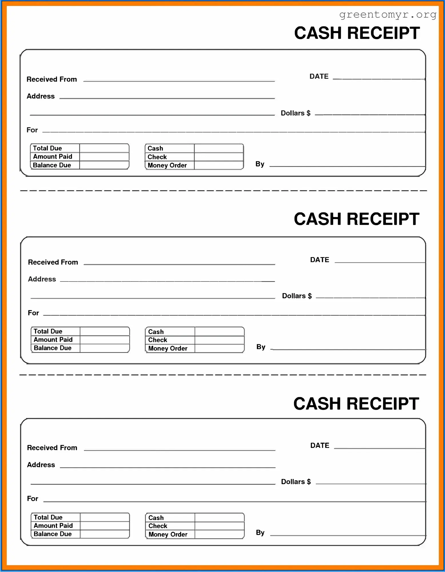 Fill in a Valid Cash Receipt Template
