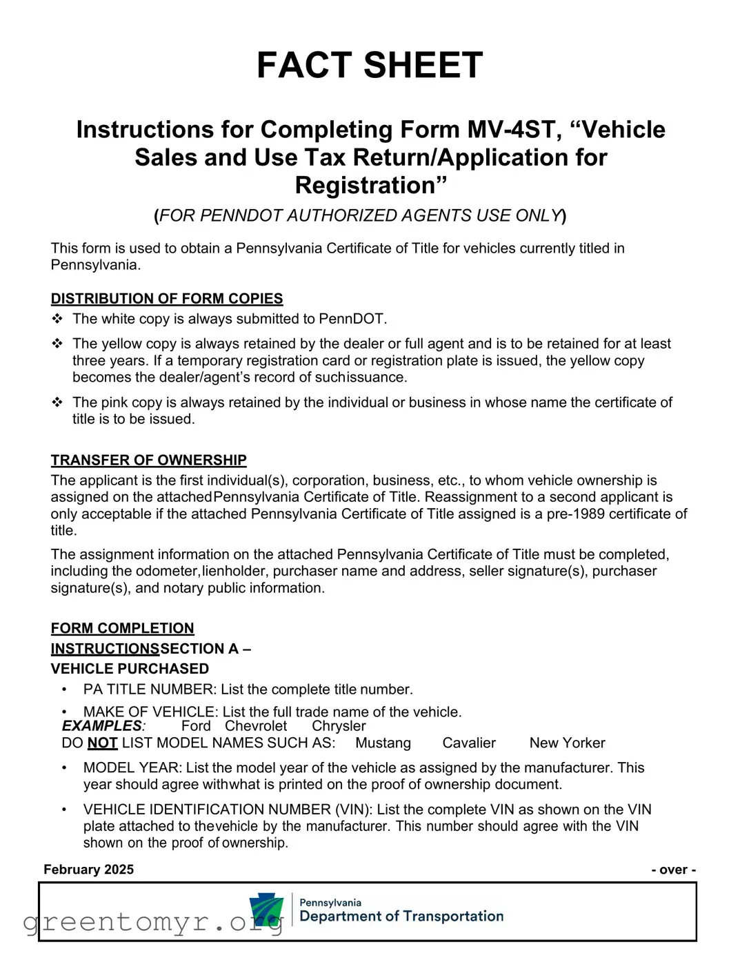 Fill in a Valid Mv 4St Template