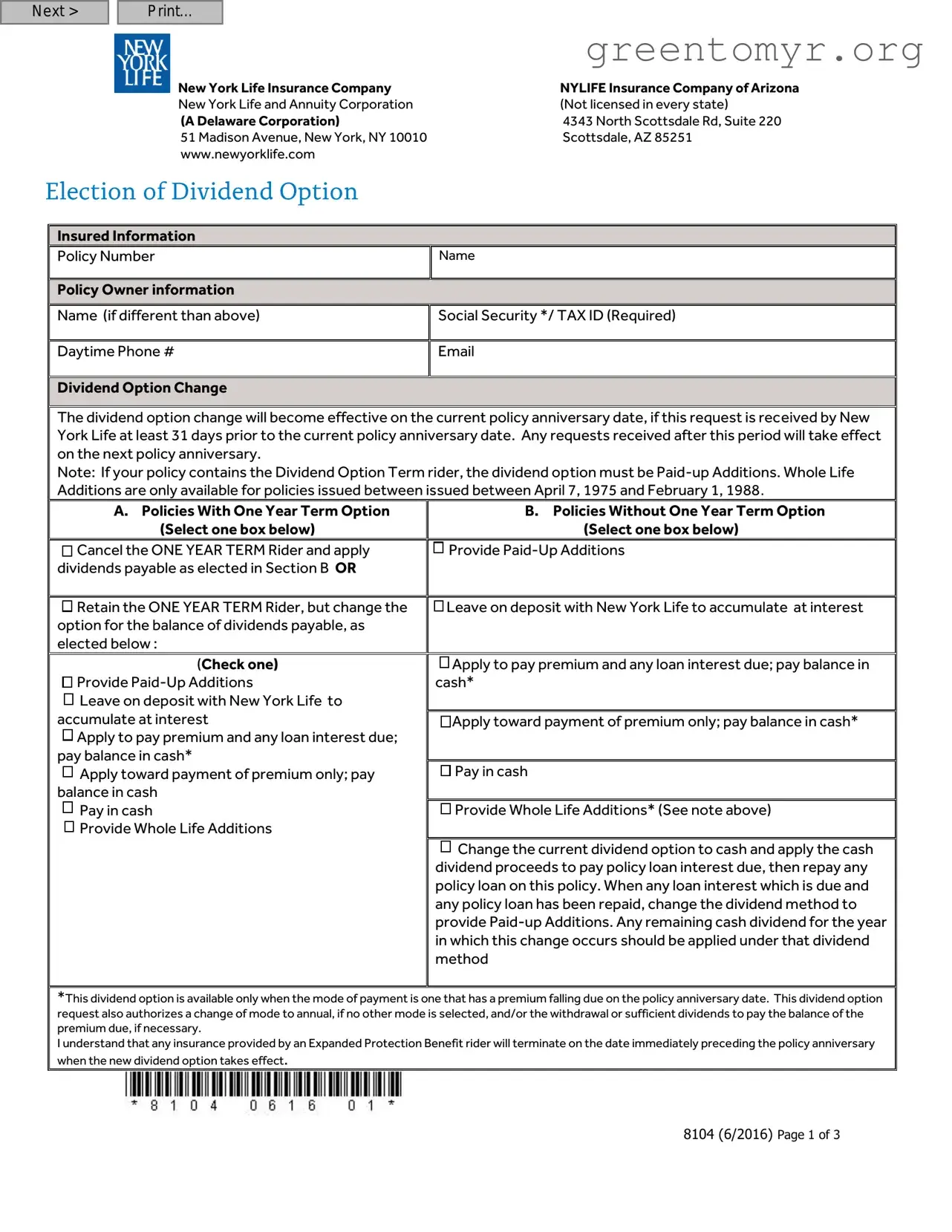 Fill in a Valid New York 8104 Template