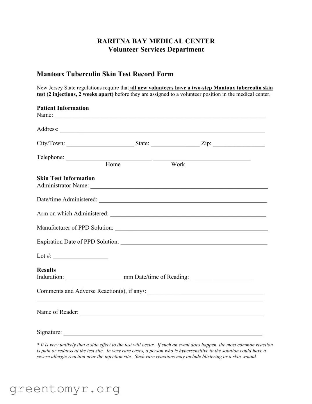 Fill in a Valid 2 Step Tb Test Template